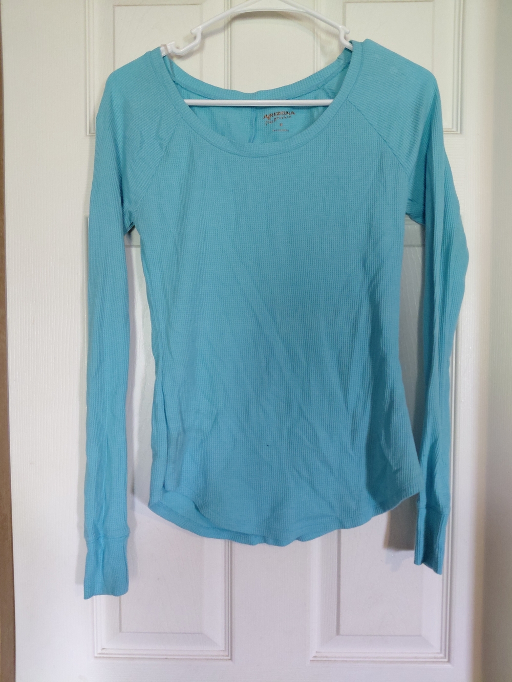 Arizona Jean Company Long-Sleeve Scoop Neck Top - Aqua Blue M
